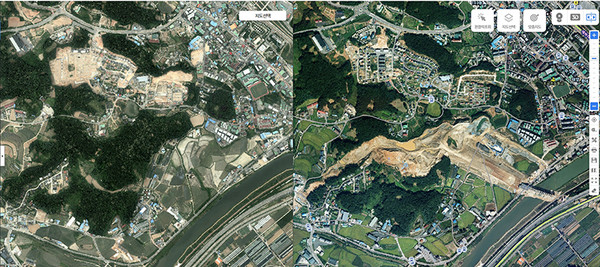 포곡읍 변화 비교 화면